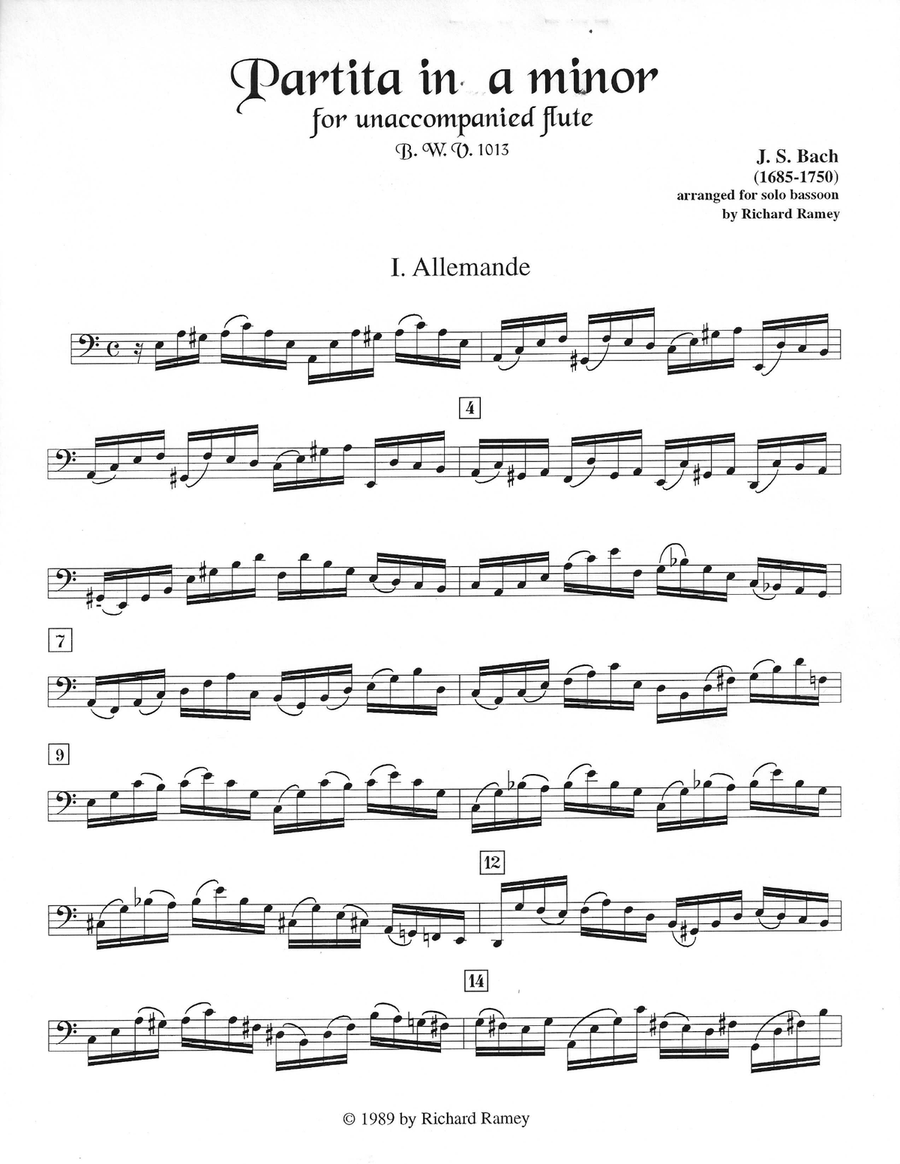 Partita in a minor, BWV 1013 Bassoon Solo scores gallery preview page 1
