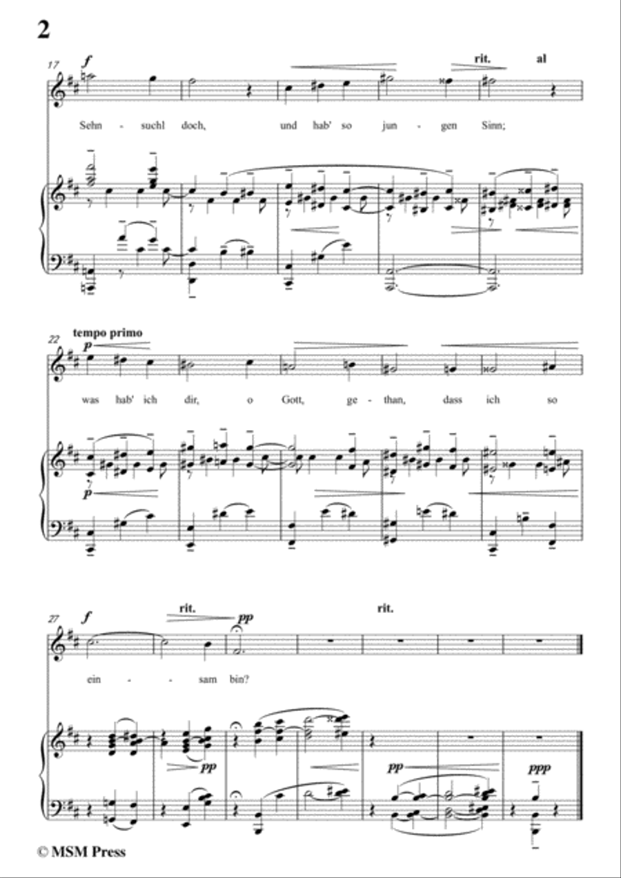 Reger-Und hab' so grosse Sehnsucht doch in b minor,for Voice and Piano Voice Solo scores gallery preview page 4