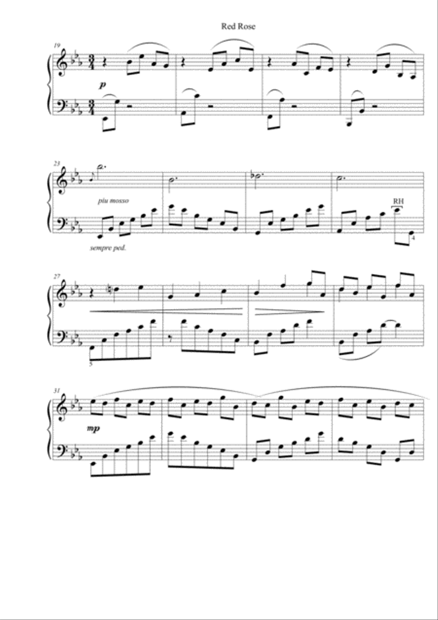 Red Rose Piano Solo scores gallery preview page 2