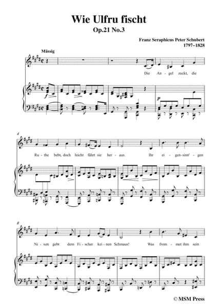 Schubert-Wie Ulfru fischt,in c sharp minor,Op.21,No.3,for Voice and Piano image number null