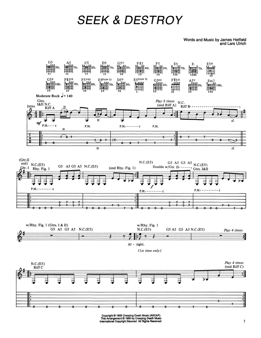 Seek & Destroy Acoustic Guitar scores gallery preview page 1