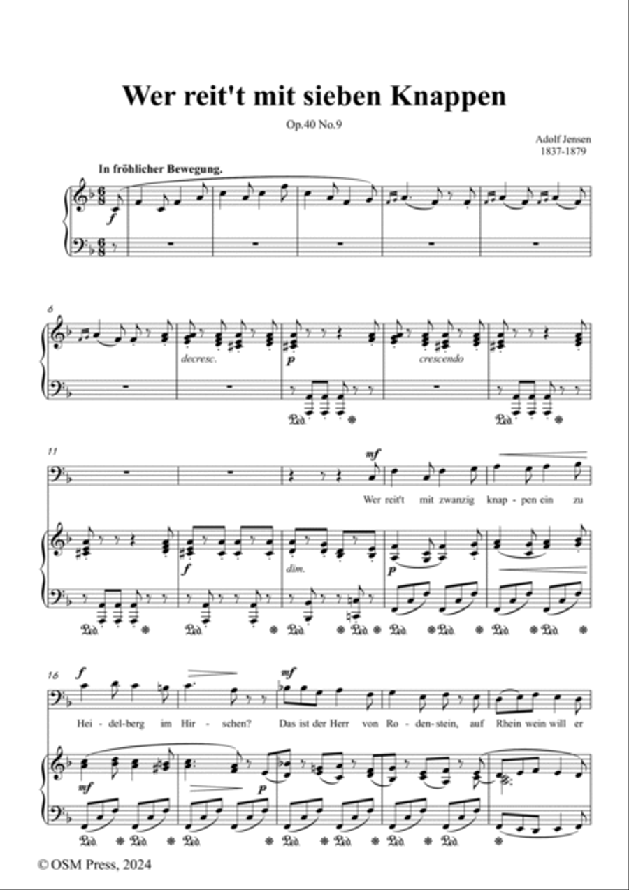 A. Jensen-Wer reit't mit sieben Knappen,in F Major,Op.40 No.9 Voice scores gallery preview page 2