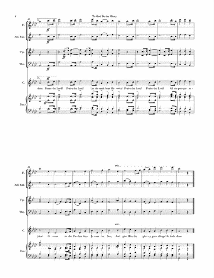 To God Be the Glory Unison Choir scores gallery preview page 4