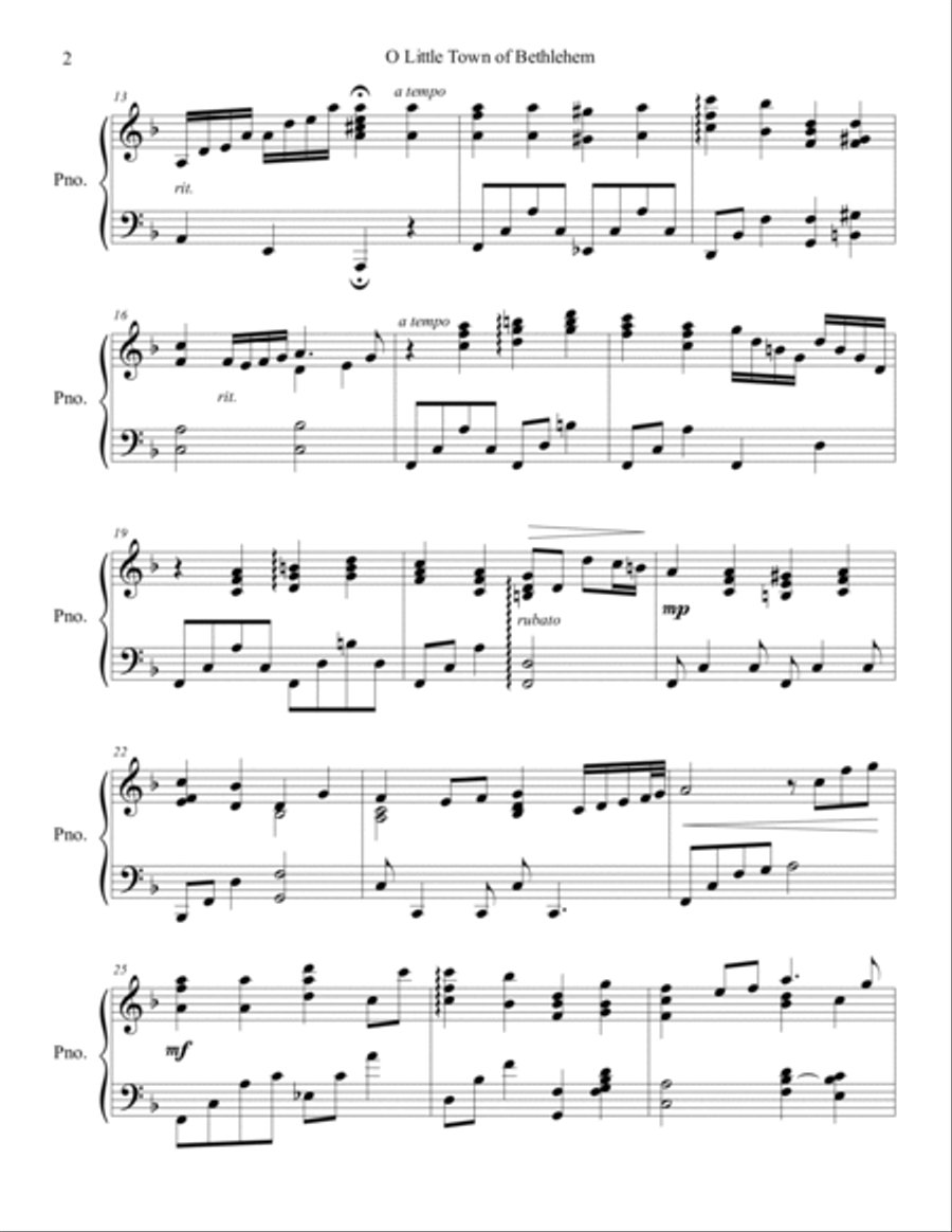 O Little Town of Bethlehem Piano Solo scores gallery preview page 2
