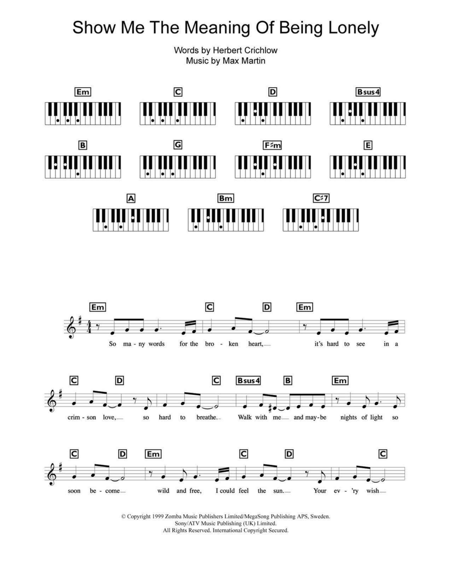 Show Me The Meaning Of Being Lonely Piano scores gallery preview page 1