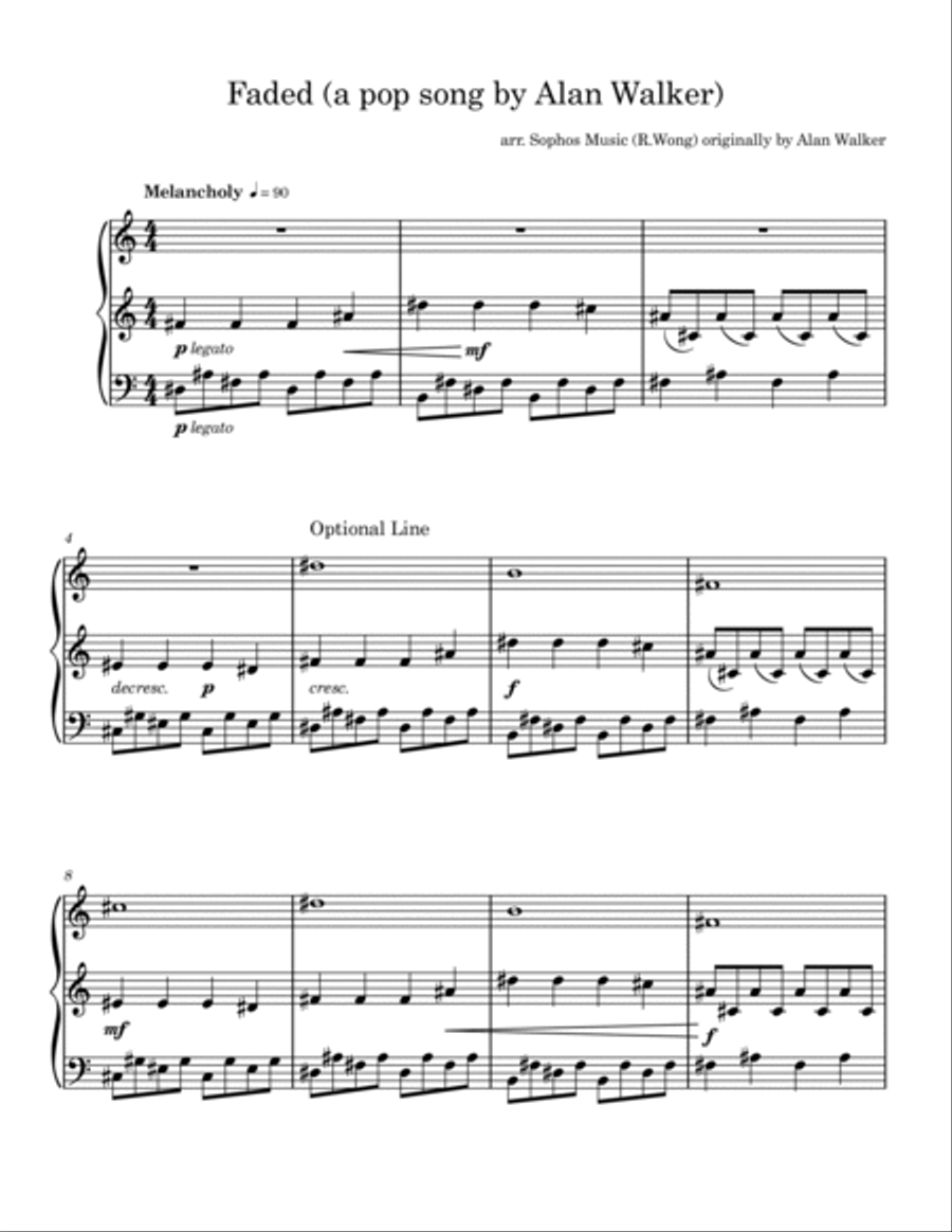 Faded Easy Piano scores gallery preview page 3