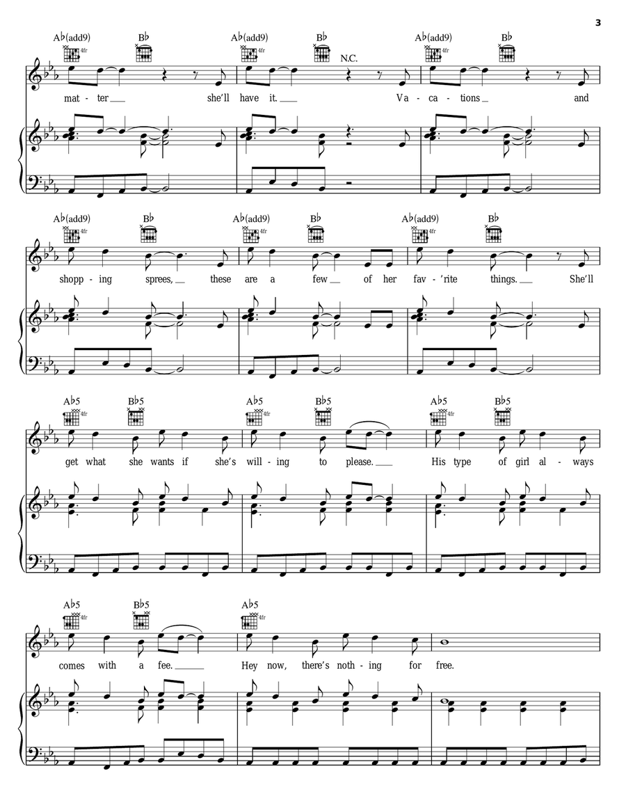 Girls & Boys Piano, Vocal, Guitar scores gallery preview page 3