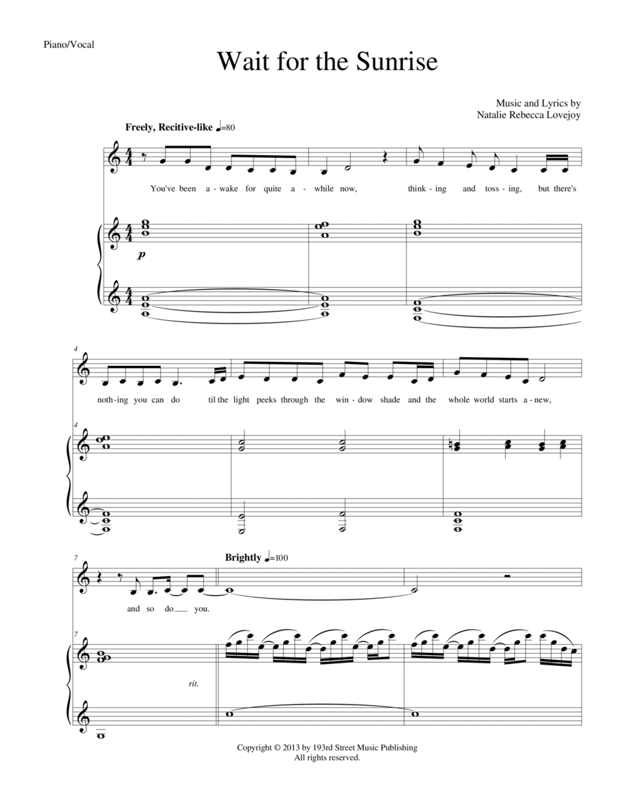 Wait for the Sunrise Wait for the Sunrise Voice scores gallery preview page 1
