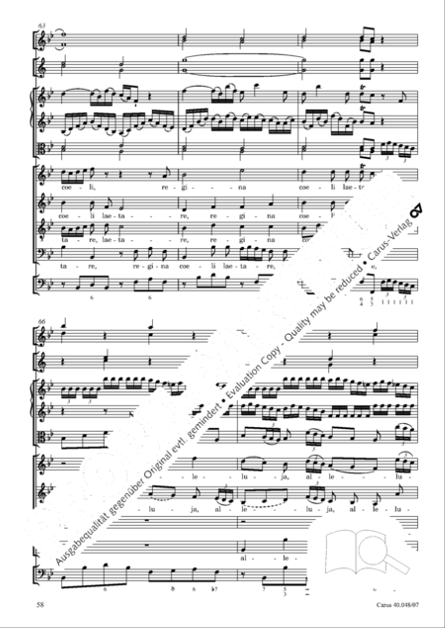 Regina coeli in B-Flat Major, K. 127 4-Part scores gallery preview page 59