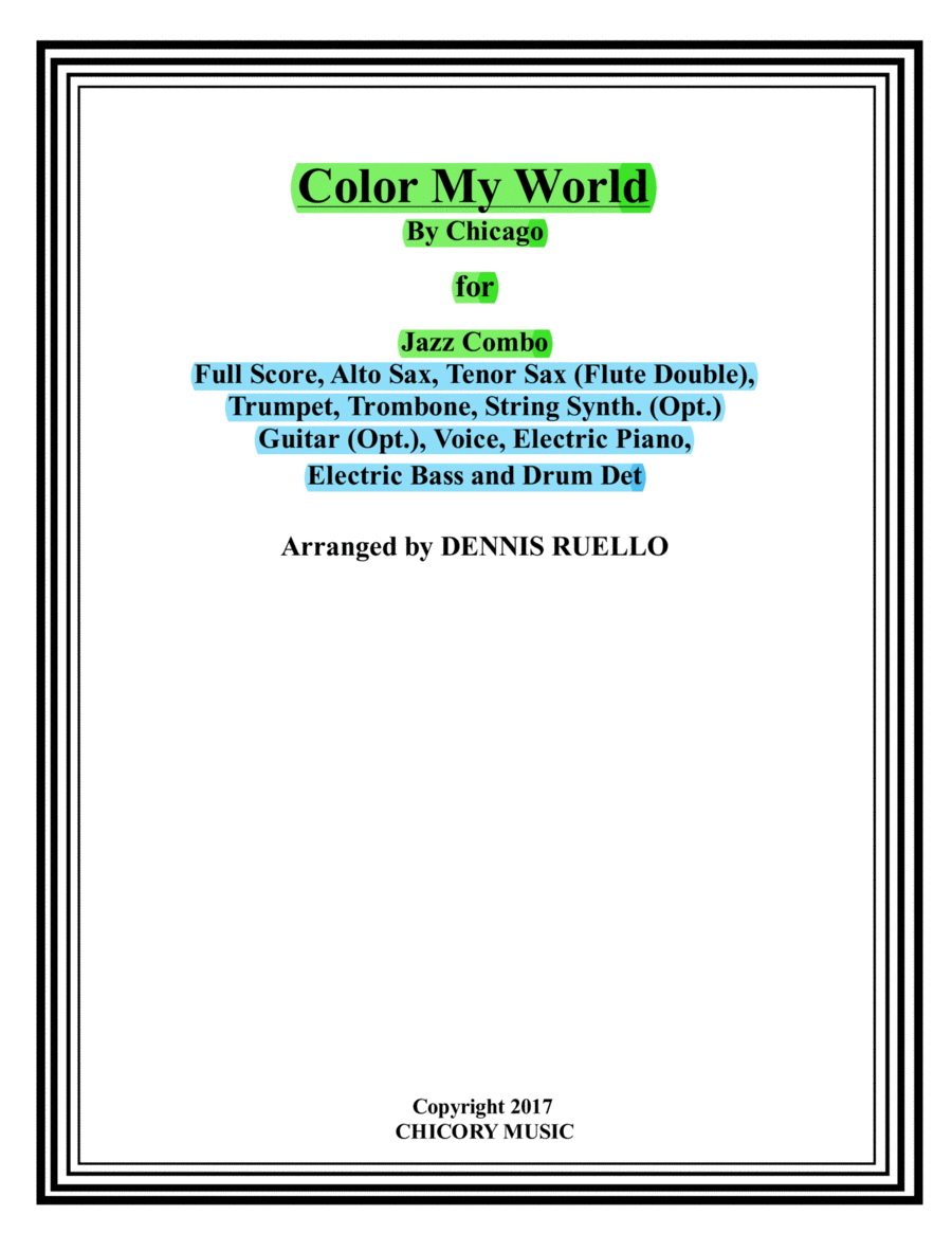 Colour My World Jazz Ensemble scores gallery preview page 1