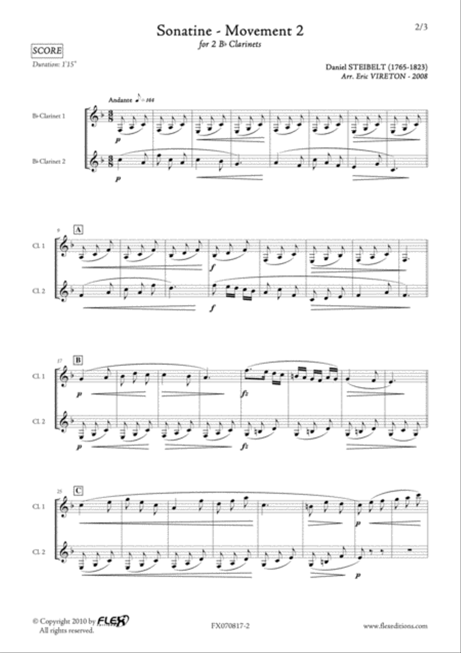 Sonatine - Movement 2 Sonatine - Movement 2 Clarinet Duet scores gallery preview page 2