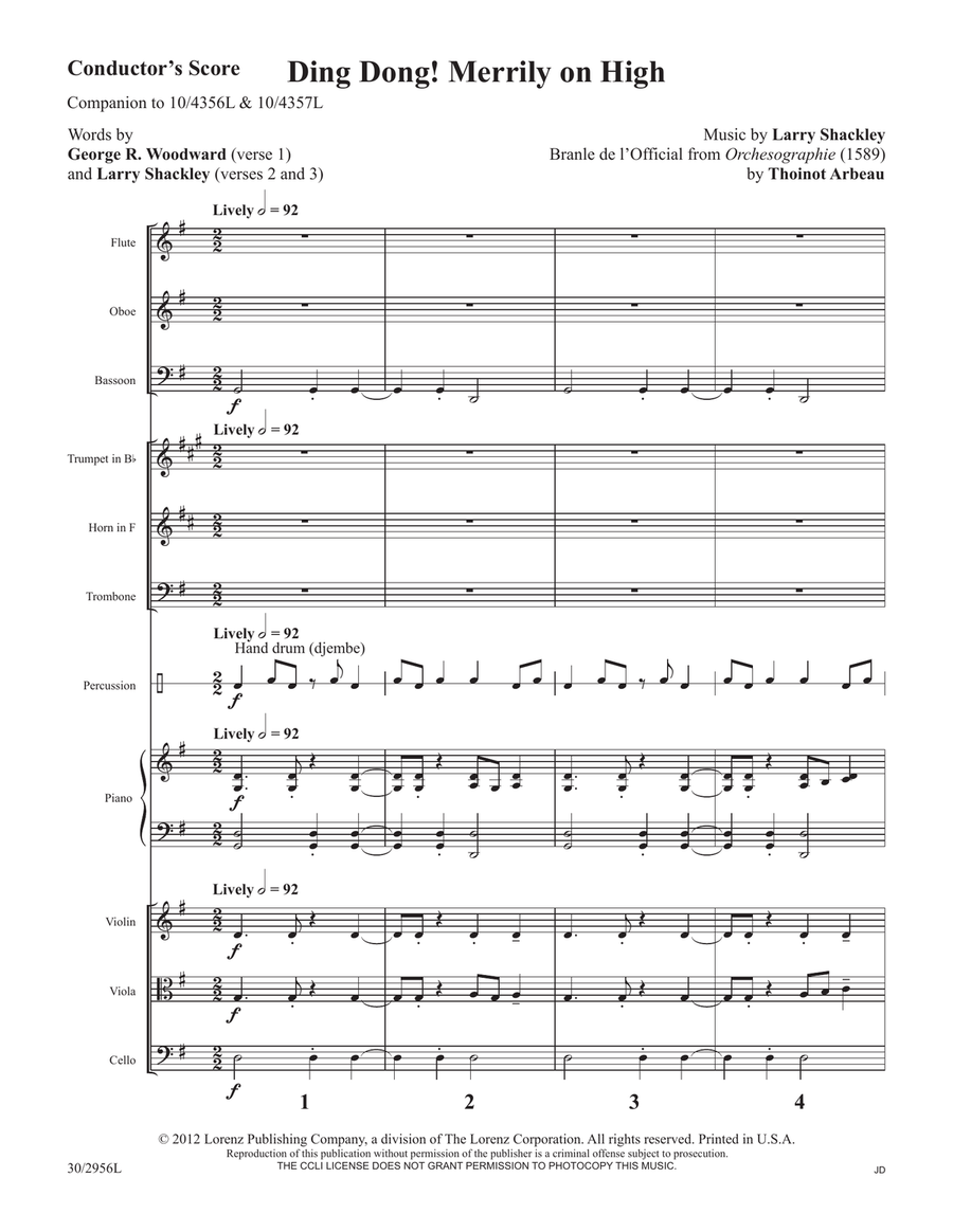 Ding Dong! Merrily on High - Instrumental Ensemble Score and Parts Set of Parts scores gallery preview page 3