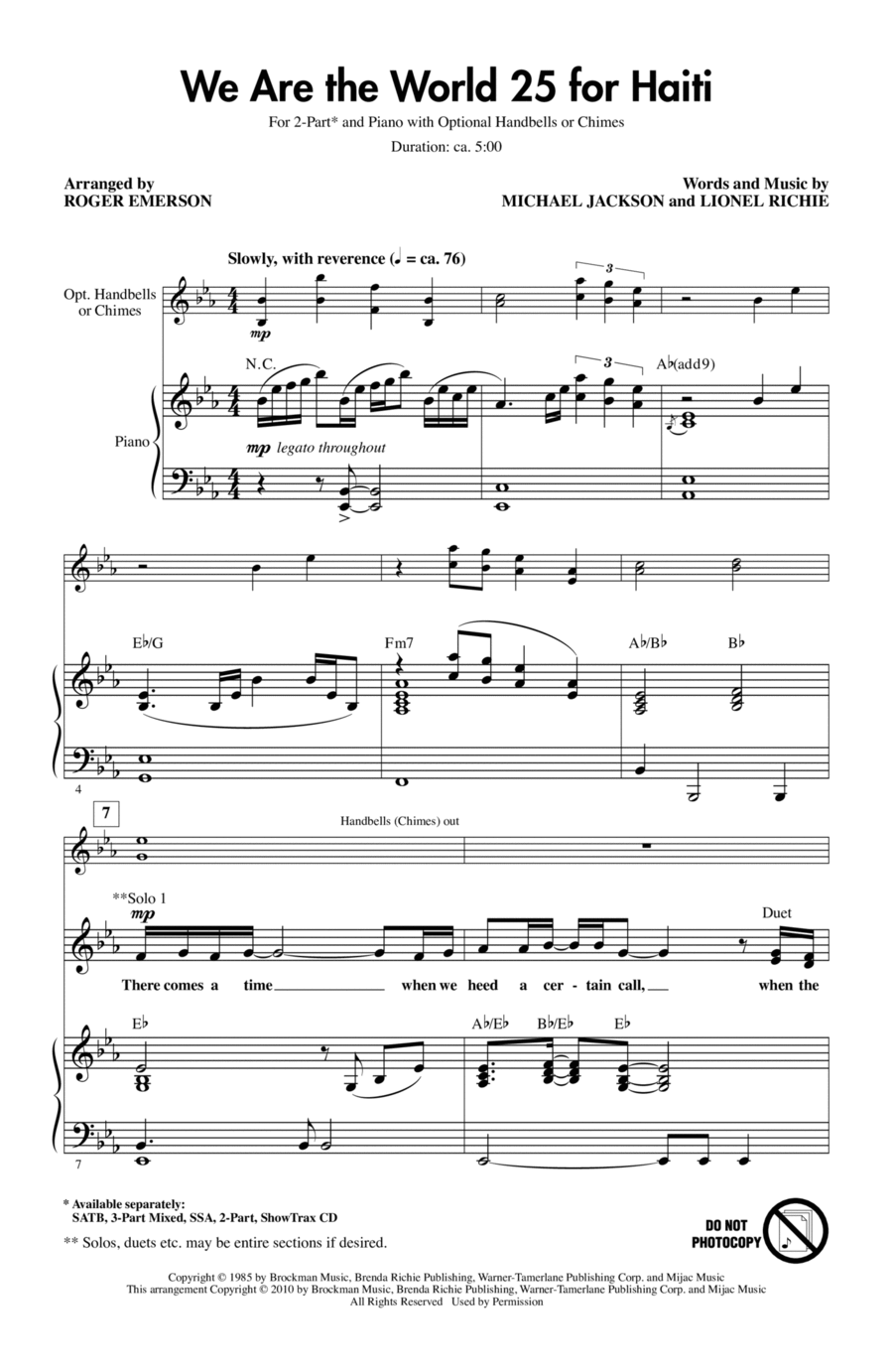 We Are The World 25 For Haiti 2-Part scores gallery preview page 1
