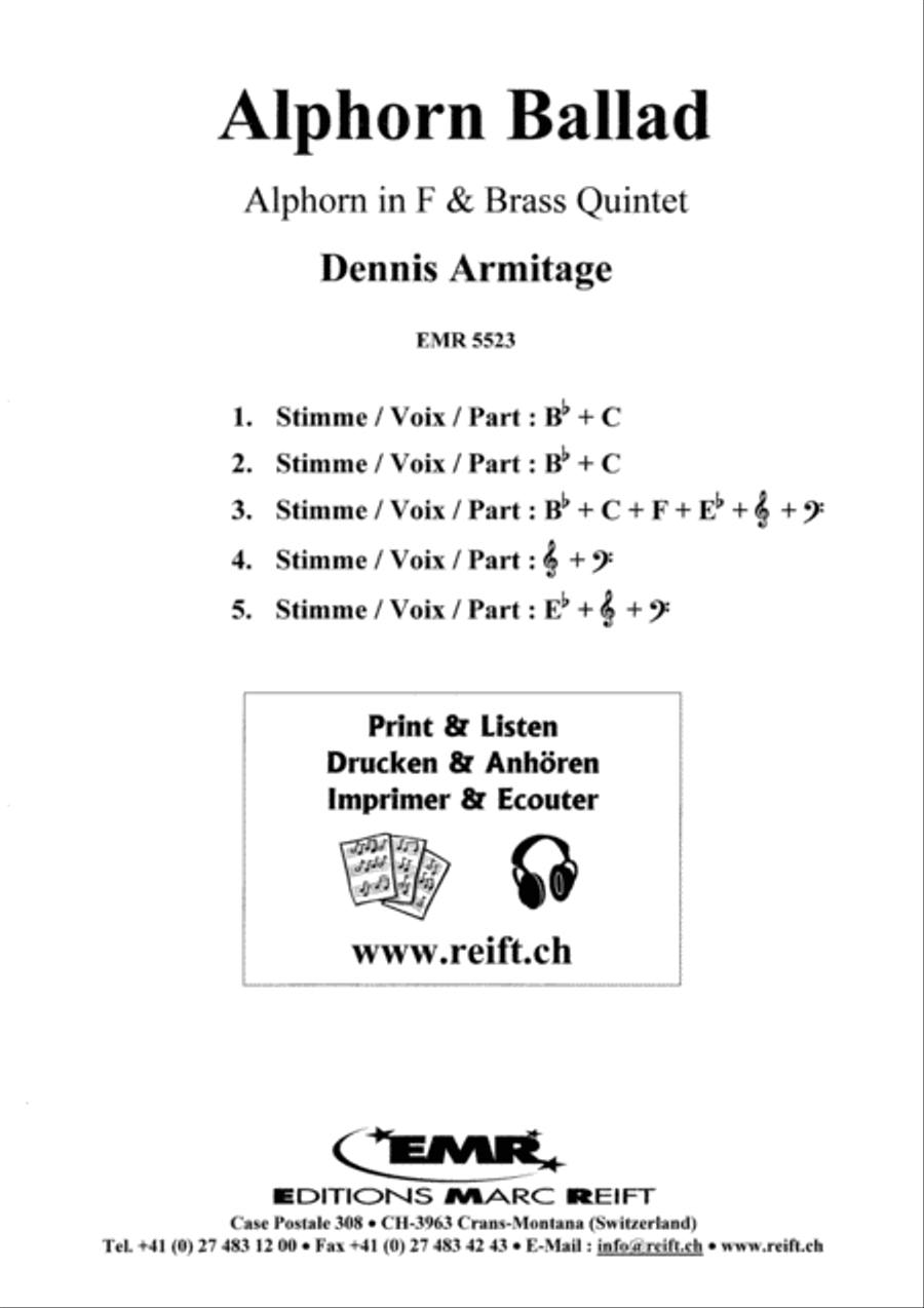 Alphorn Ballad Brass Quintet scores gallery preview page 2