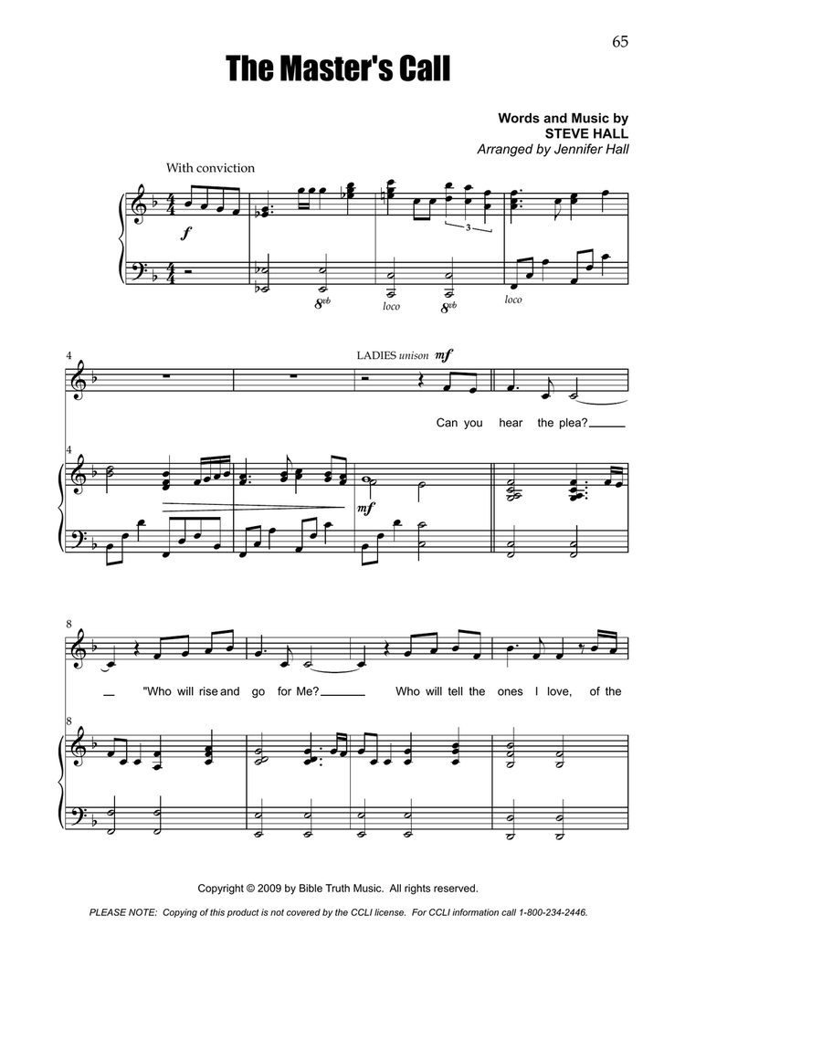 The Master's Call 4-Part scores gallery preview page 1