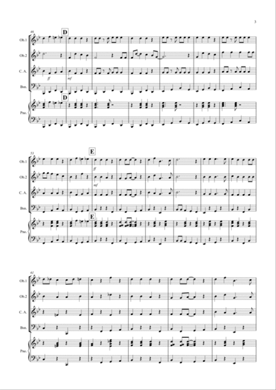 Jingle Bells (Jazzy Style!) for Double Reed Quartet Bassoon scores gallery preview page 3