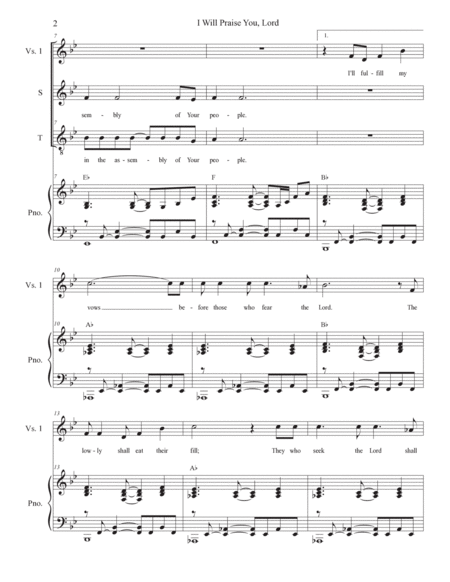 I Will Praise You, Lord (Psalm 22) (2-part choir - (Soprano and Tenor) image number null