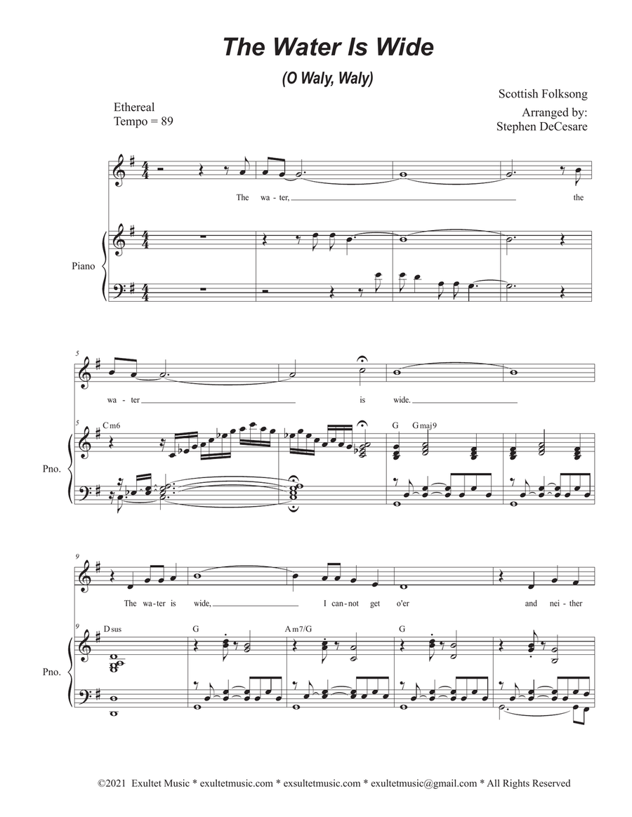 The Water Is Wide (O Waly, Waly) (Unison choir - High Key) Unison Choir scores gallery preview page 1