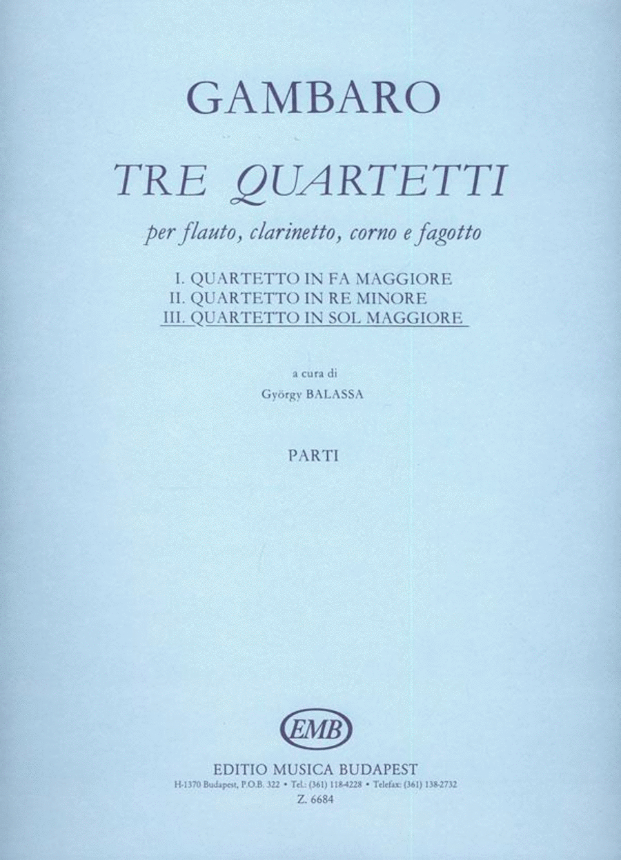 Tre quartetti per flauto, clarinetto, coro e fagot