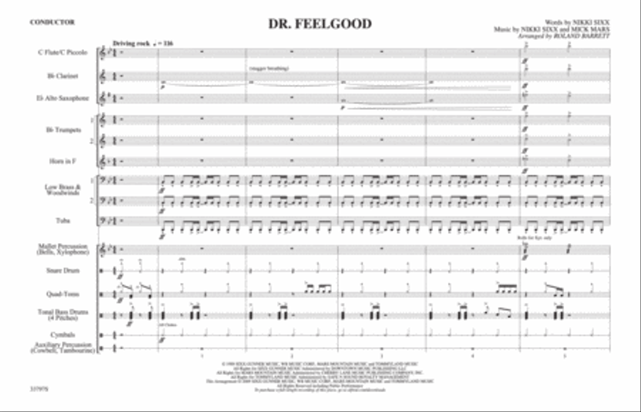 Dr. Feelgood: Score Dr. Feelgood: Score Marching Band scores gallery preview page 1