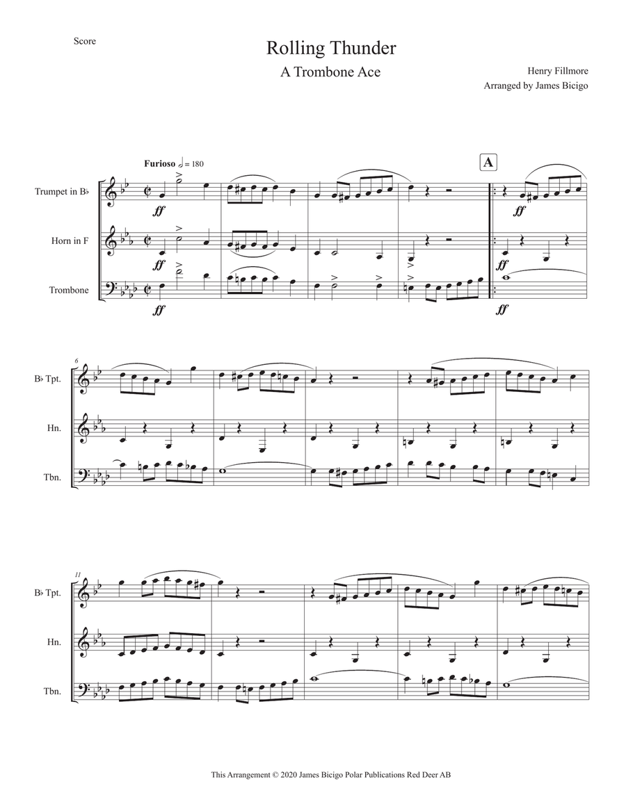Rolling Thunder - A Trombone Ace Brass Ensemble scores gallery preview page 1