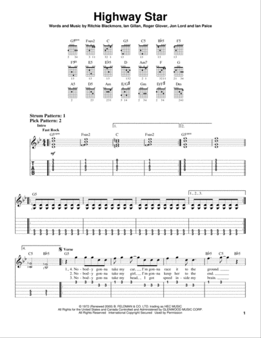 Highway Star Highway Star Acoustic Guitar scores gallery preview page 1
