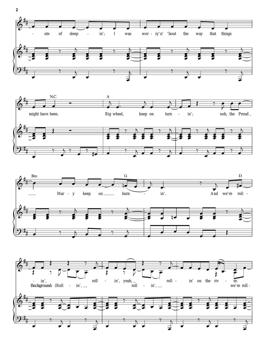 Proud Mary Piano, Vocal scores gallery preview page 2