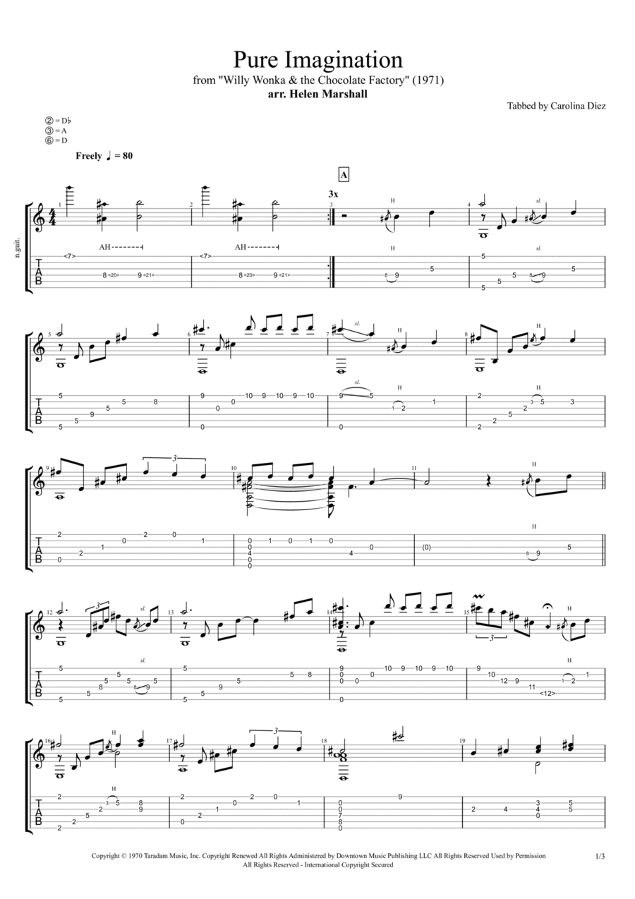Pure Imagination Guitar Solo scores gallery preview page 1