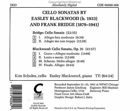 Cello Sonatas By Blackwood & B