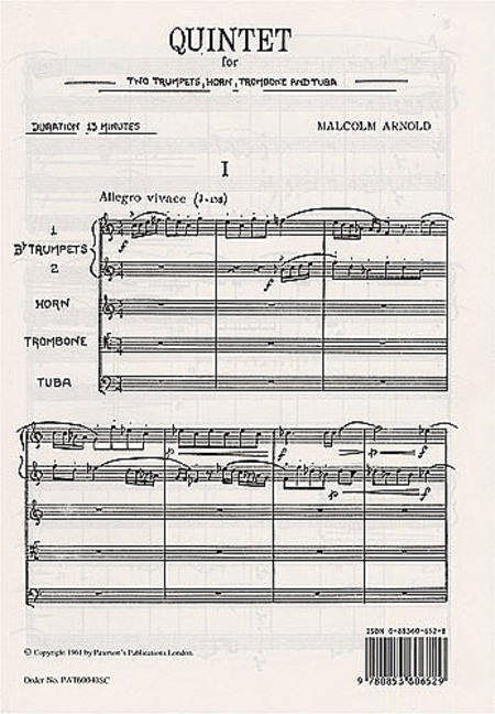 Malcolm Arnold: Quintet For Brass Op. 73 (Full Score)