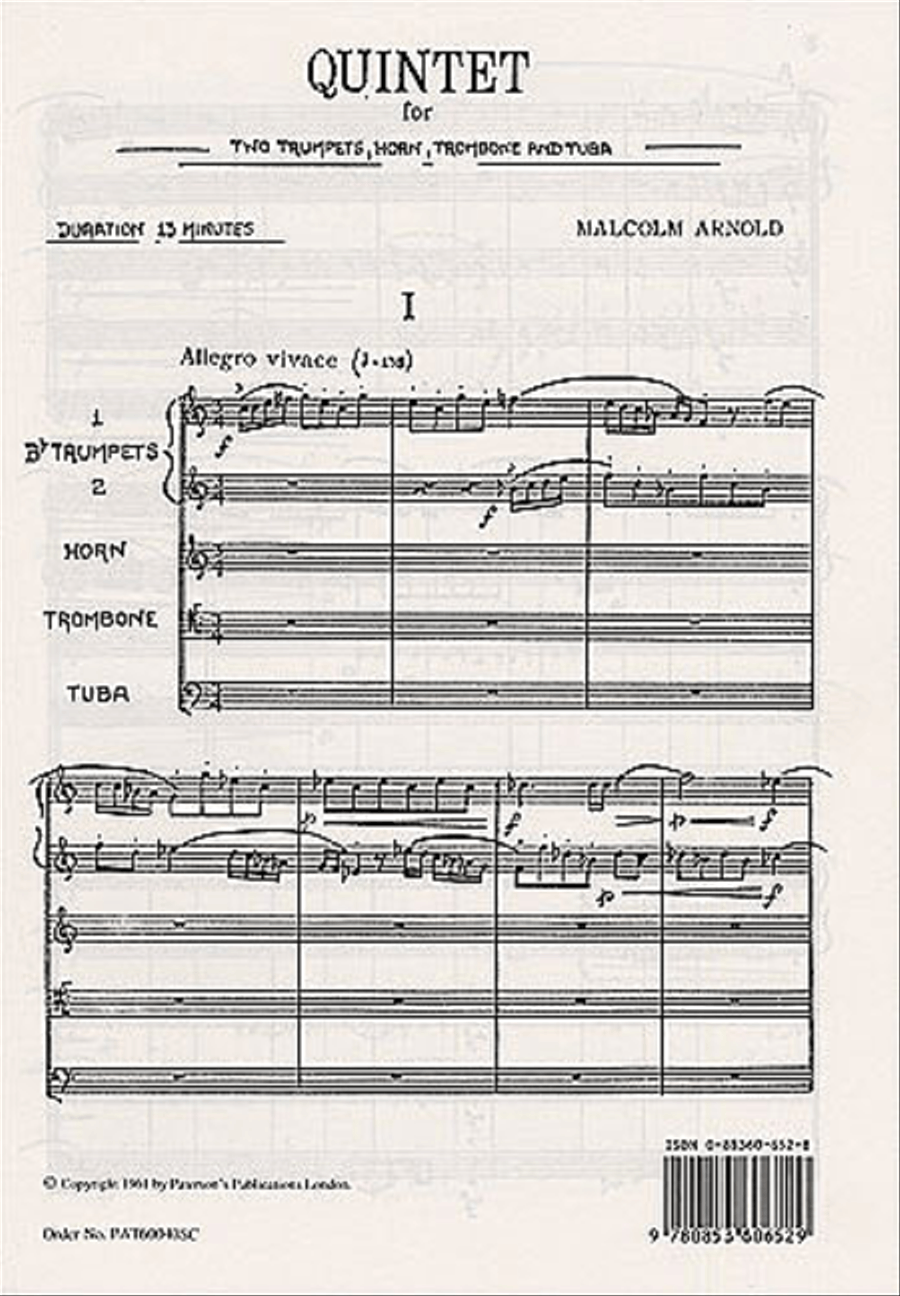 Quintet for Brass Op. 73 Quintet for Brass Op. 73 Brass Quintet scores gallery preview page 1