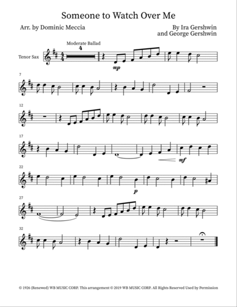 Someone To Watch Over Me Tenor Saxophone scores gallery preview page 3