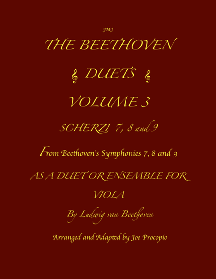 THE BEETHOVEN DUETS FOR VIOLA VOLUME 3 SCHERZI 7, 8 and 9 image number null