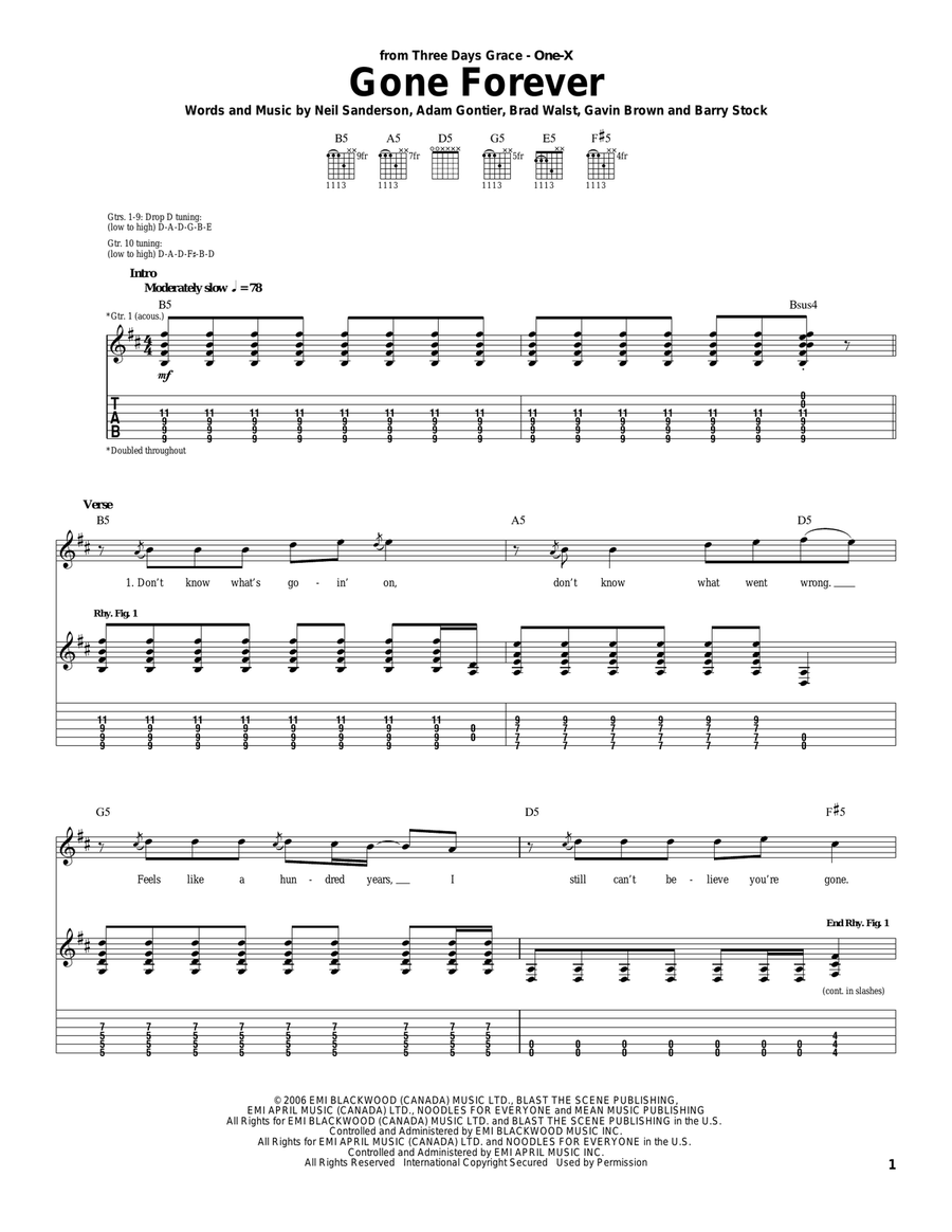 Gone Forever Gone Forever Acoustic Guitar scores gallery preview page 1