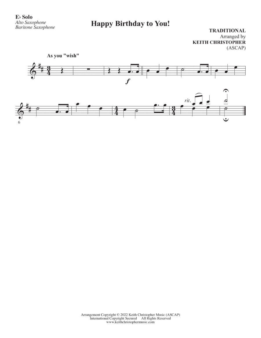 Happy Birthday to You! Happy Birthday to You! Alto Saxophone scores gallery preview page 1