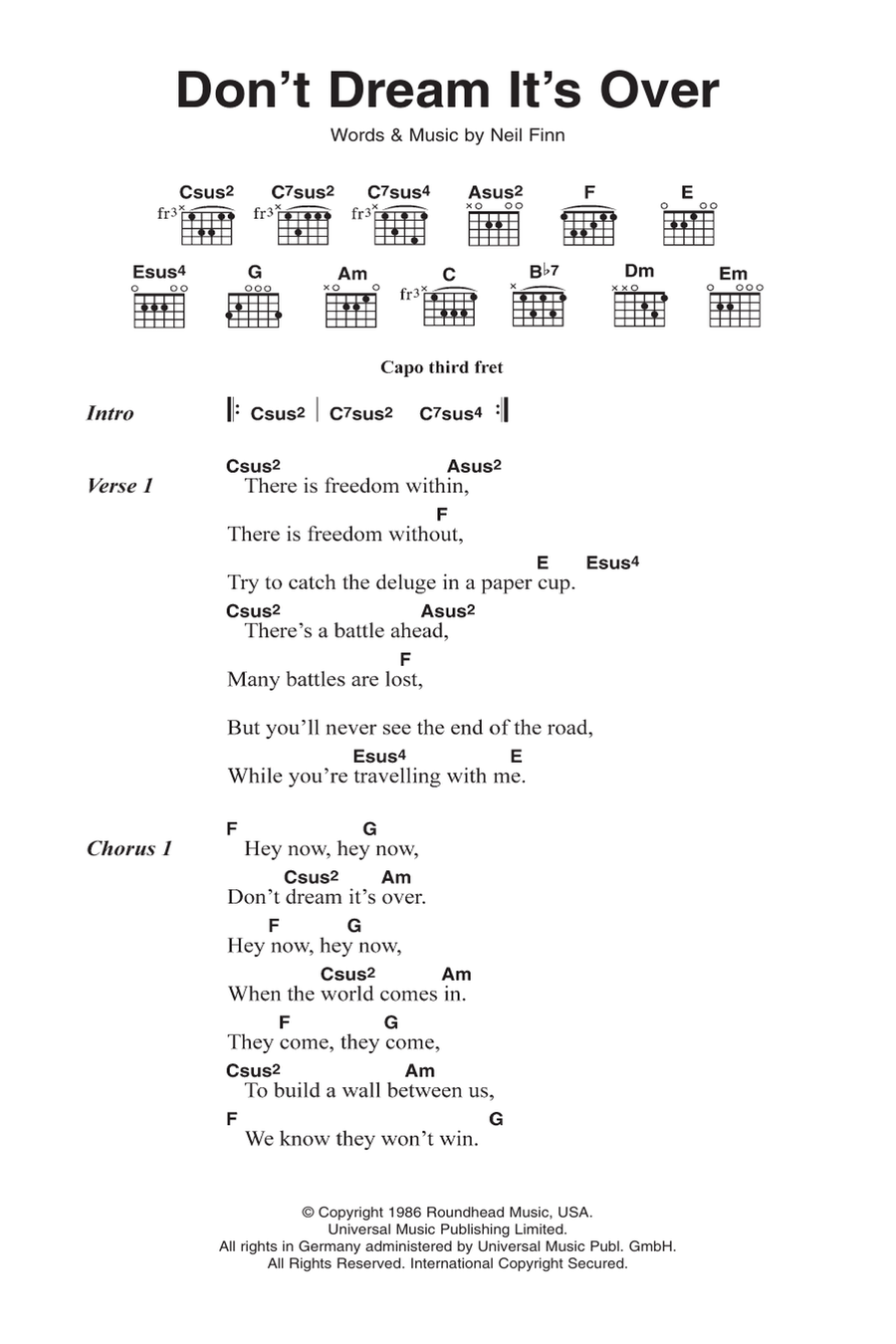 Don't Dream It's Over Acoustic Guitar scores gallery preview page 1