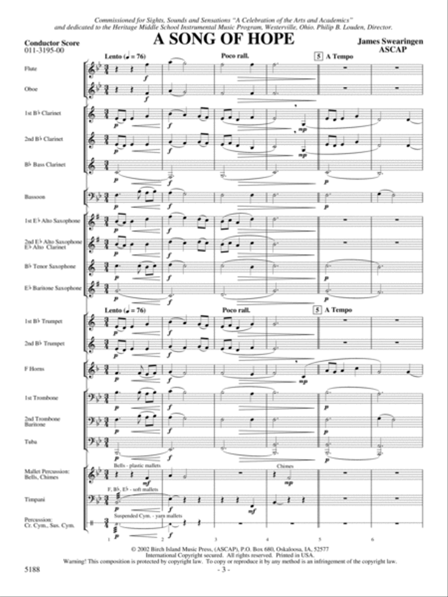A Song of Hope A Song of Hope Concert Band scores gallery preview page 2