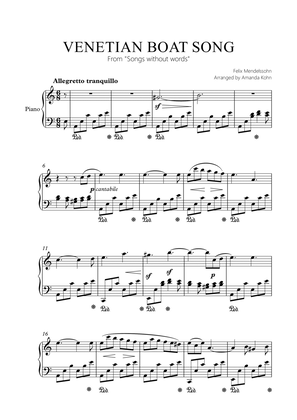 Venetian Boat Song - F. Mendelssohn - easy piano A minor