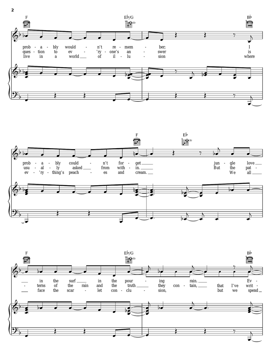Jungle Love Piano, Vocal, Guitar scores gallery preview page 2
