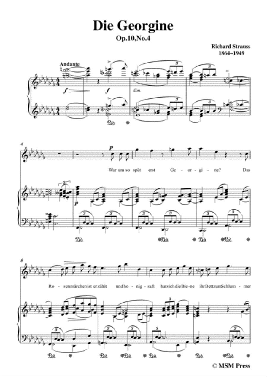 Richard Strauss-Die Georgine in a flat minor,for Voice and Piano Voice Solo scores gallery preview page 3