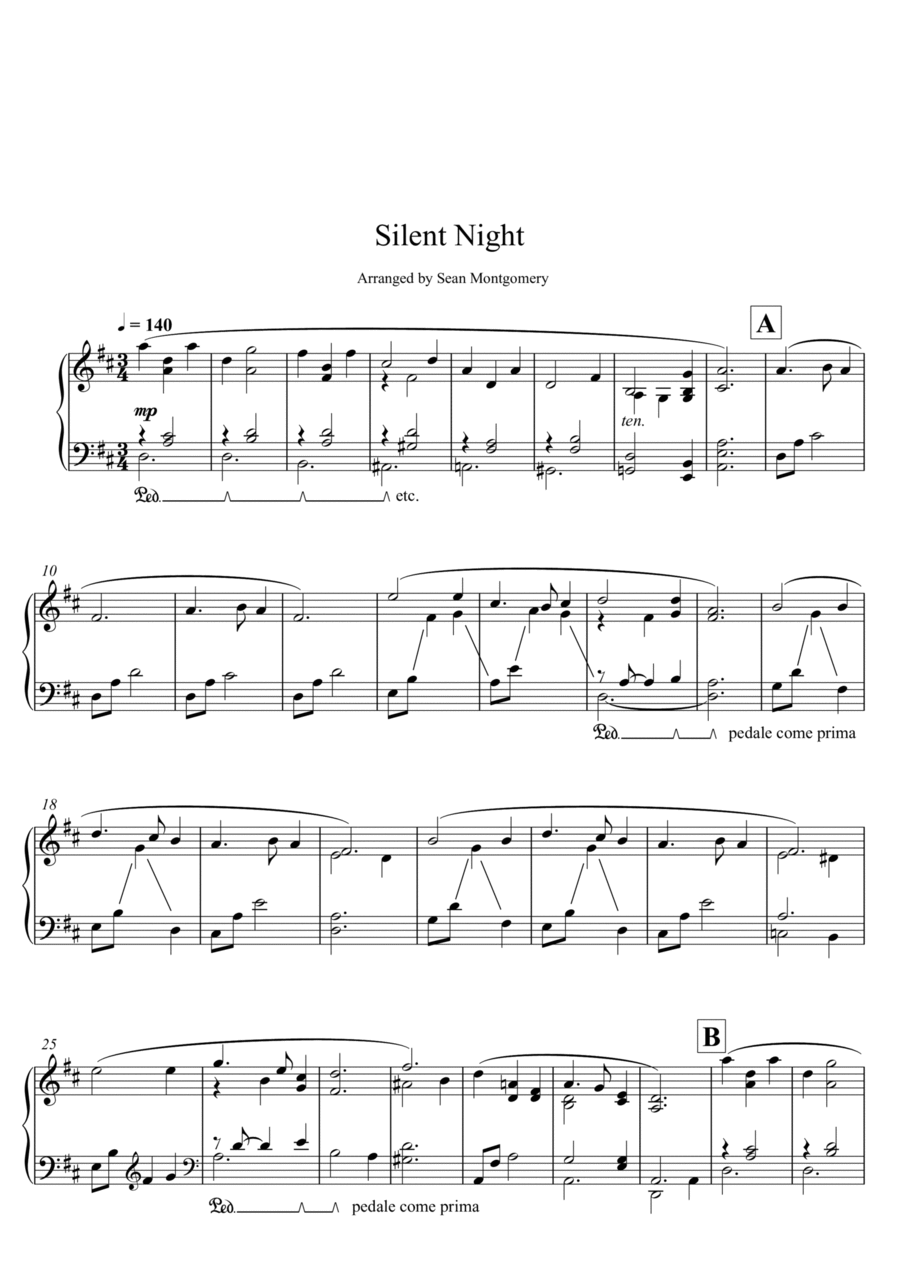 Silent Night Piano Solo scores gallery preview page 1