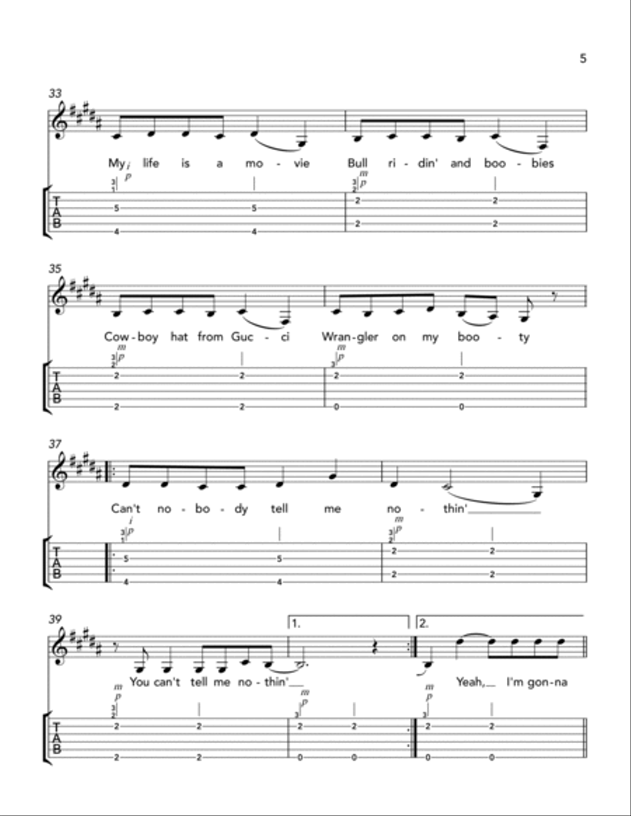 Old Town Road (remix) Old Town Road (remix) Electric Guitar scores gallery preview page 5