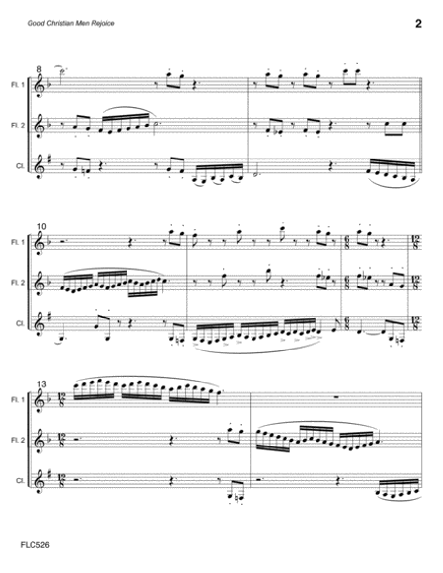 GOOD CHRISTIAN MEN REJOICE - WOODWIND TRIO (2 Flutes & Clarinet - unaccompanied) Woodwind Trio scores gallery preview page 2