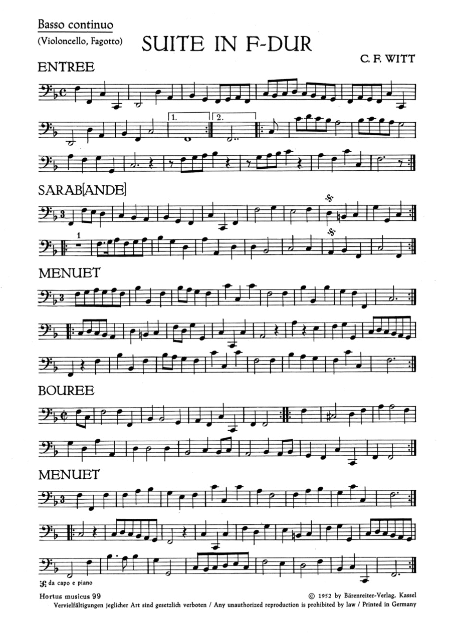 Suite fur zwei Altblockfloten und eine Tenorblockflote oder andere Instrumente und Basso continuo F-Dur