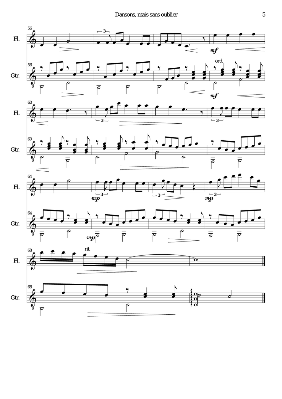Haitian lullaby (Final movement Dodo Titite - Dansons sans oublier) - flute and guitar Flute scores gallery preview page 5
