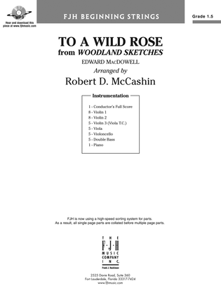 Book cover for To A Wild Rose: Score