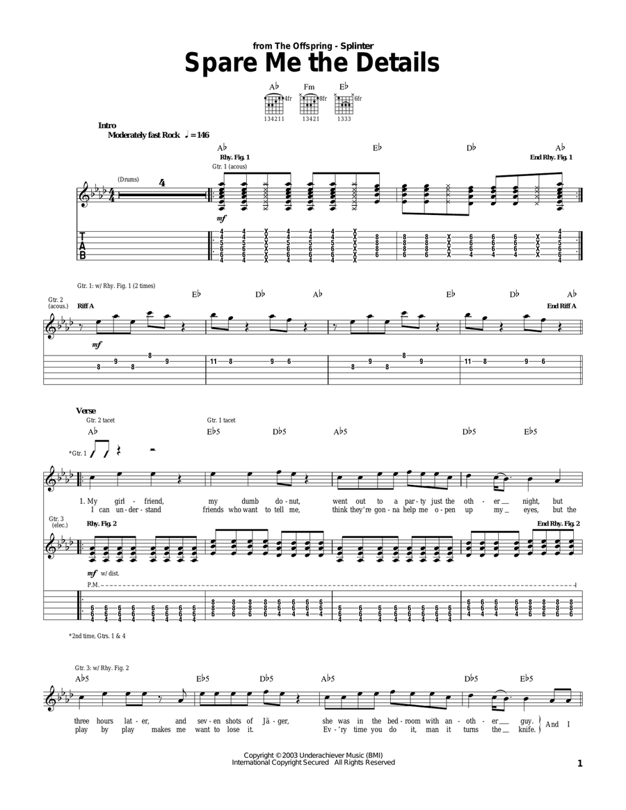 Spare Me The Details Acoustic Guitar scores gallery preview page 1