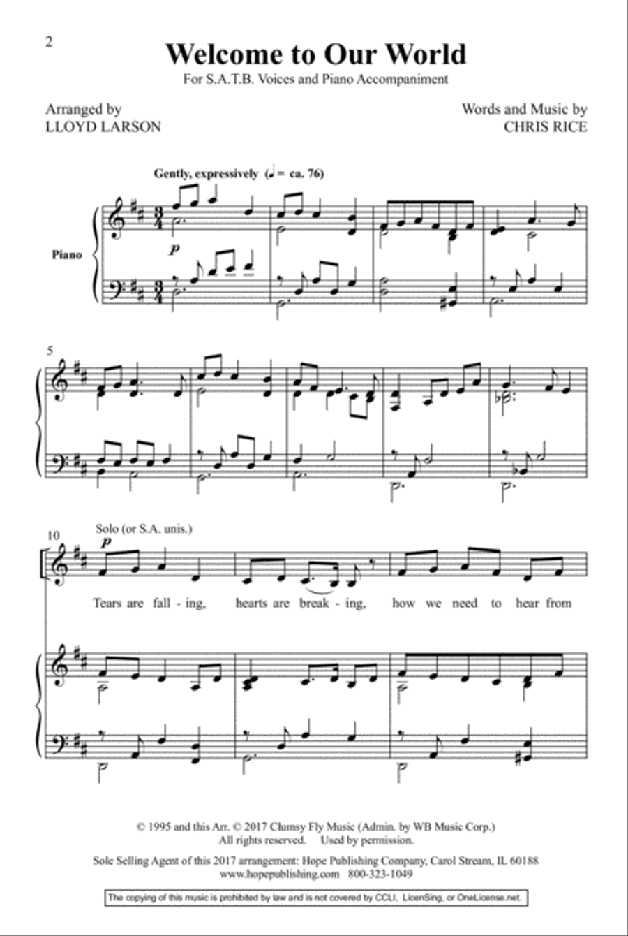 Welcome to Our World Welcome to Our World 4-Part scores gallery preview page 2
