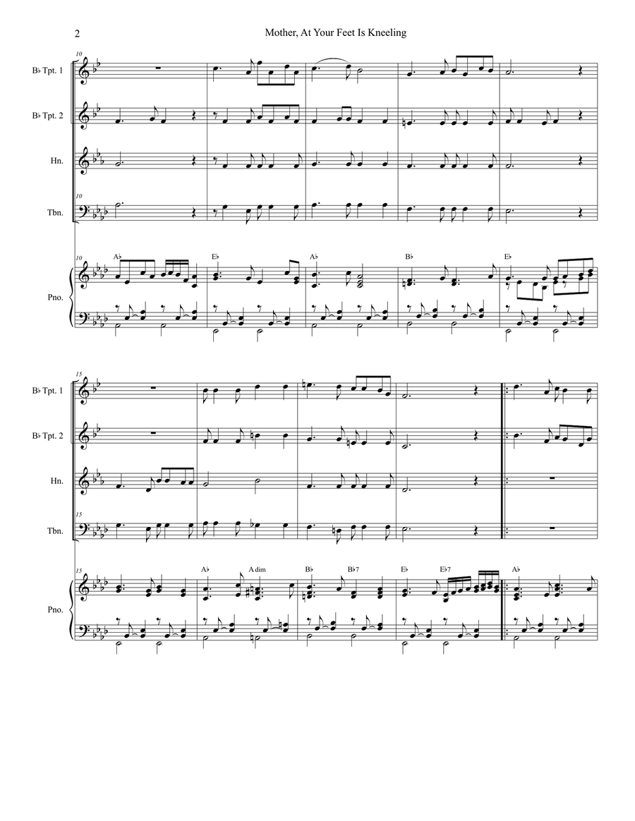 Mother At Your Feet Is Kneeling Brass Ensemble scores gallery preview page 2
