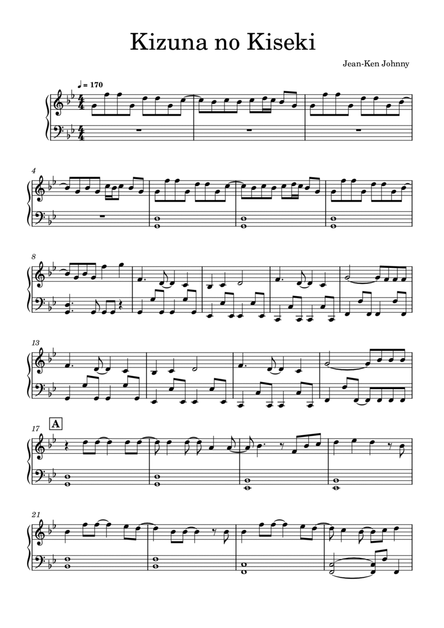 Kizuna No Kiseki Piano Solo scores gallery preview page 1